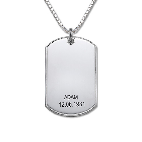 Father's Day Present - Silver Dog Tag Pendant Necklace