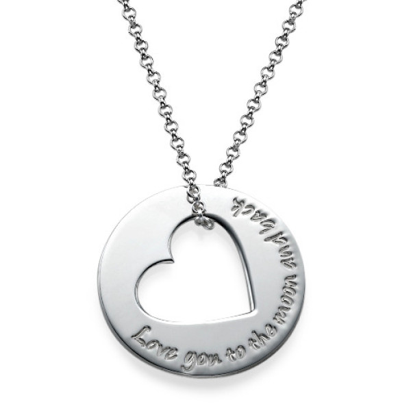 Silver Heart Cutout Engraved Necklace With Personalised Message