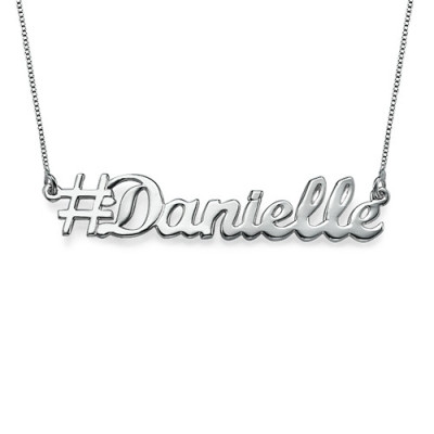 Silver Personalised Hashtag Necklace