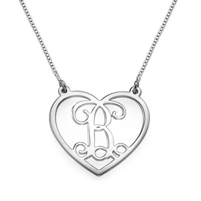 Elegant Silver Heart Initials Necklace - Personalised Jewellery Gift