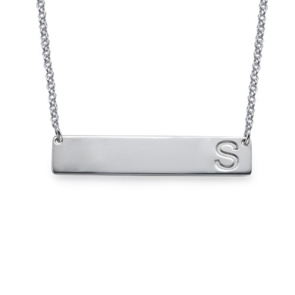 Stylish Silver Horizontal Personalised Initial Pendant Necklace