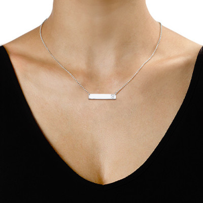 Stylish Silver Horizontal Personalised Initial Pendant Necklace