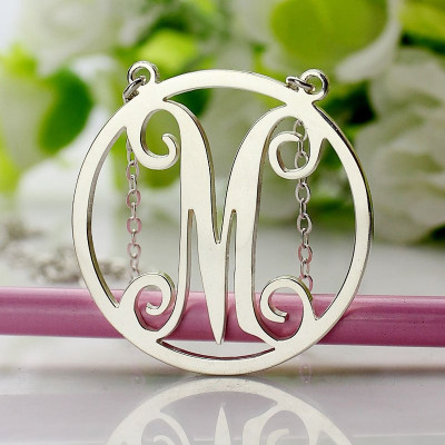 Sterling Silver Personalised Single Circle Monogram Initial Necklace