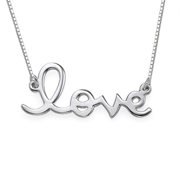 Sterling Silver "Love" Necklace - 18" Chain