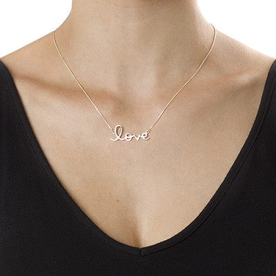 Sterling Silver "Love" Necklace - 18" Chain