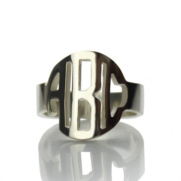 Sterling Silver Personalised Monogram Ring - Gift Idea