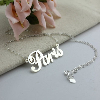 Sterling Silver Custom Name Necklace "Paris