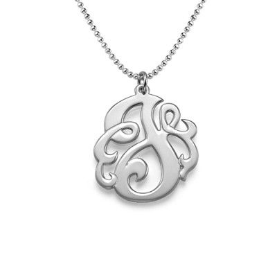 Silver Swirly Initial Necklace - By The Name Necklace;
