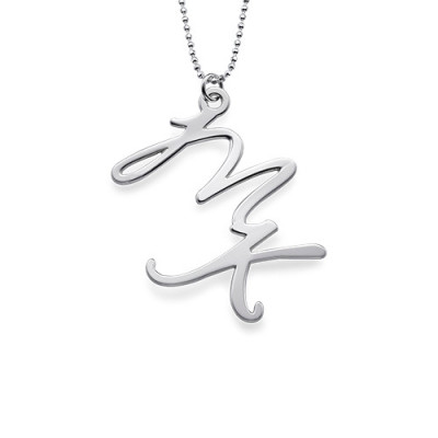 Two Initial Necklace in Sterling Silver - By The Name Necklace;
