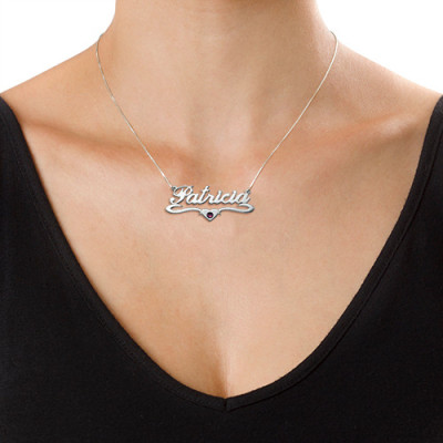 Elegant Silver Heart Name Necklace with Swarovski Crystals