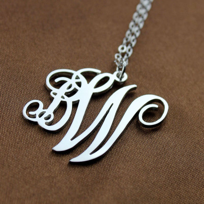 Custom Two-Letter Monogram Necklace in Sterling Silver