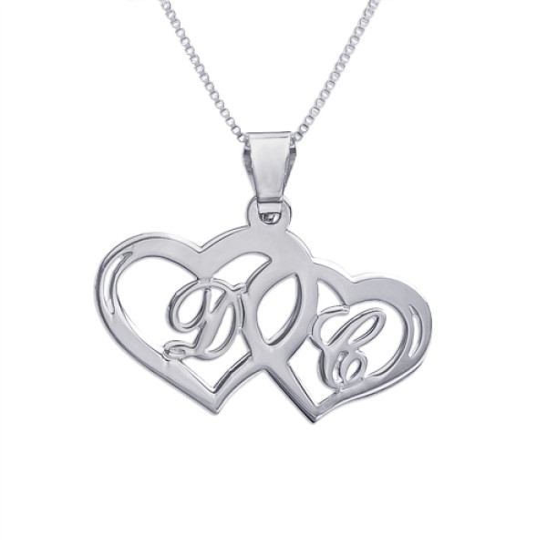 Silver Sterling Silver Heart-Shaped Couples Pendant