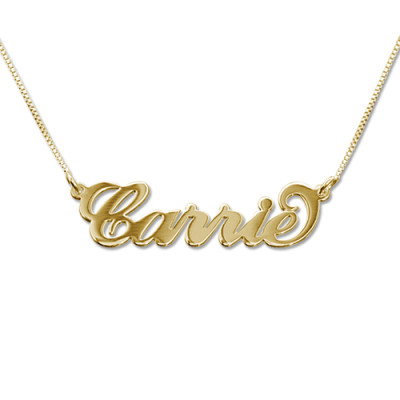 Personalised 18ct Gold-Plated Silver Carrie Name Necklace - Custom Name Jewellery