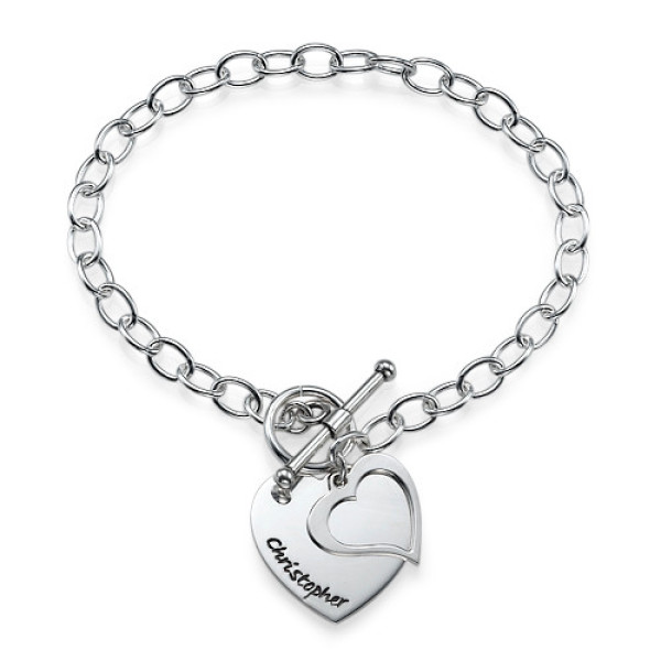 Sterling Silver Double Heart Charm Bracelet/Anklet - Luxury Jewellery