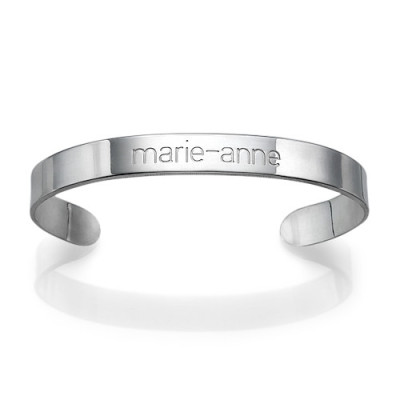 Engraved Cuff Bracelet in Silver With My Engraved