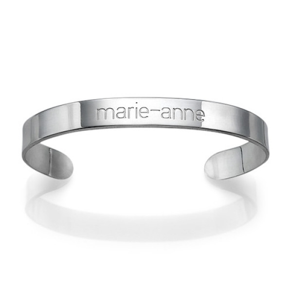 Personalised Silver Engraved Cuff Bracelet - Custom Text Engraving