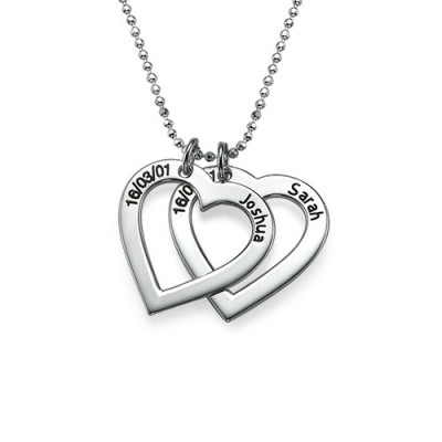 Sterling Silver Personalised Heart Necklace - Choose Number of Pendants with Custom Engraving