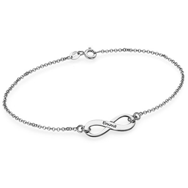 Sterling Silver Engraved Personalised Infinity Bracelet/Anklet