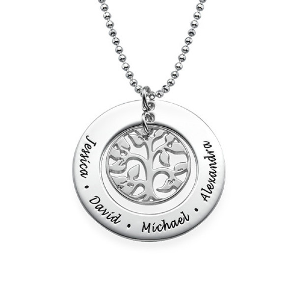 Unique Silver Family Tree Pendant Necklace