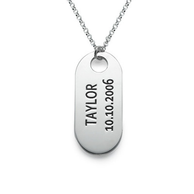 Sterling Silver ID Tag Necklace - By The Name Necklace;