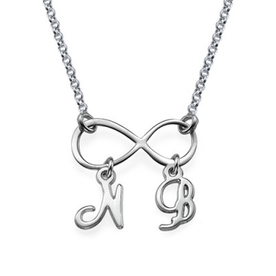 925 Sterling Silver Personalised Infinity Necklace with Initials