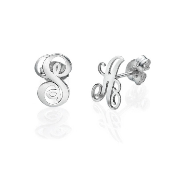 Sterling Silver Personalised Initial Stud Earrings