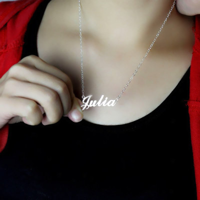 Custom Engraved Silver Name Necklace