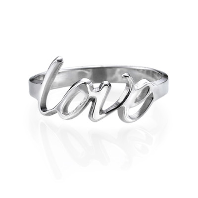 Sterling Silver 'Love' Band Ring