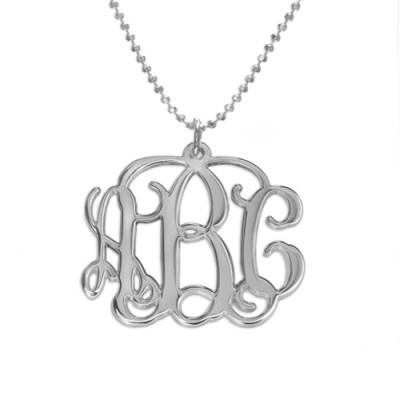 Sterling Silver Custom Engraved Monogram Initial Pendant Necklace