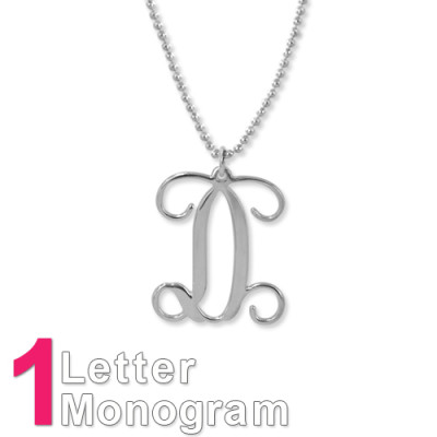 Sterling Silver Custom Engraved Monogram Initial Pendant Necklace