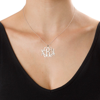 Sterling Silver Custom Engraved Monogram Initial Pendant Necklace