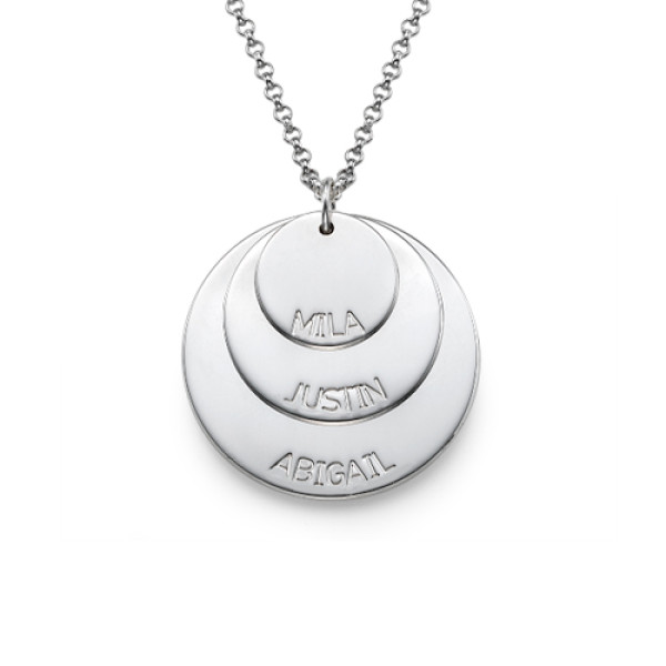 Sterling Silver Personalised Mummy Pendant with Engraved Kids' Names