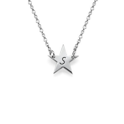 Sterling Silver Star Initial Necklace - By The Name Necklace;