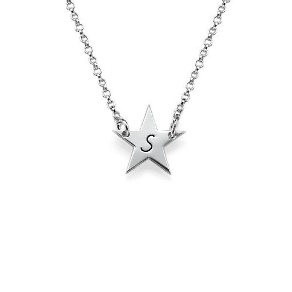 Sterling Silver Star Letter Monogram Pendant Necklace