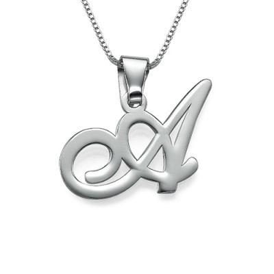 Sterling Silver Initials Pendant With Any Letter - By The Name Necklace;