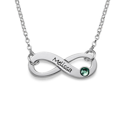 Sterling Silver Infinity Necklace Personalised with Engraved Message by Swarovski