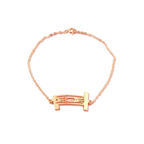 Personalised Rose Gold Plated 925 Silver 3 Initial Monogram Bracelet Anklet