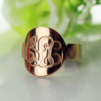 Personalised Rose Gold Monogram Ring with Custom Engraving