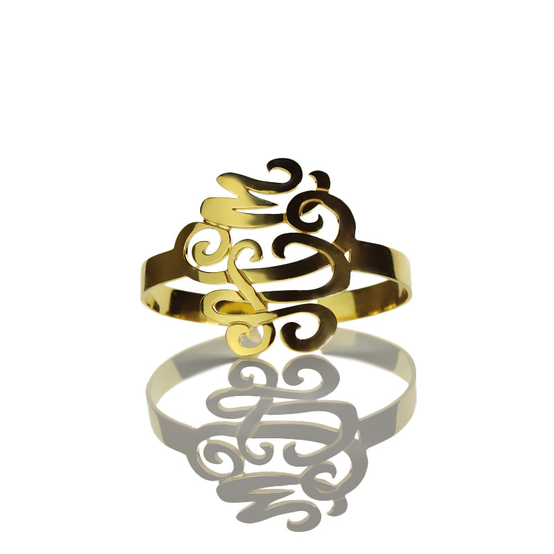 Monogram Bangle Bracelet in Gold Plating  Adjustable  MyNameNecklace IN