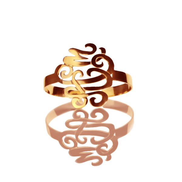 Rose Gold Monogrammed Handwritten Cuff Bracelet Bangle