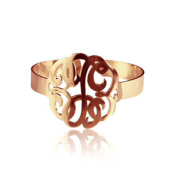 Personalised 18ct Rose Gold Plated Hand Drawn Monogrammed Bracelet - 1.6 Inch