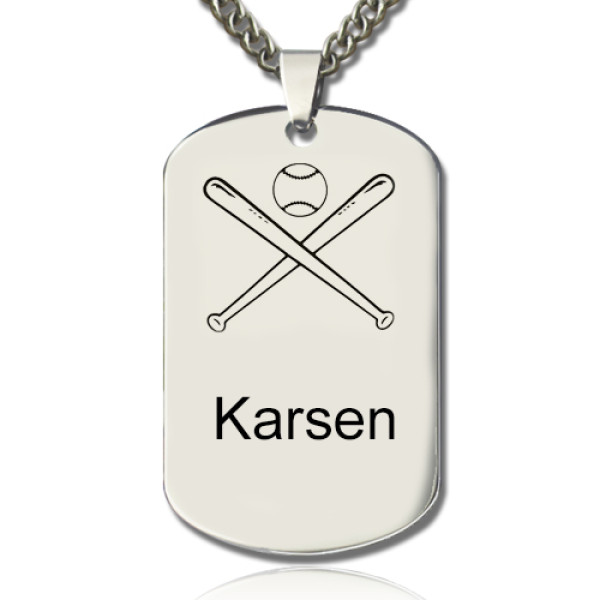 Baseball Dog Tag Name Necklace - By The Name Necklace;