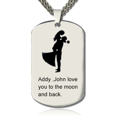 Custom Engraved Couple Love Dog Tag Personalised Pendants Necklace