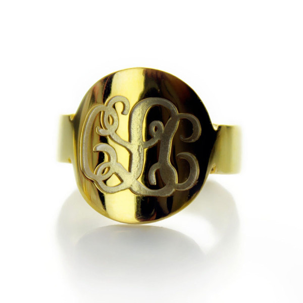 Personalised Solid Gold Monogram Initial Ring Custom Engraved