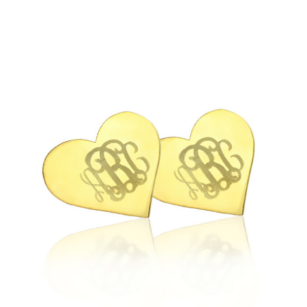 Personalised Heart Monogram 18ct Gold Earrings Studs