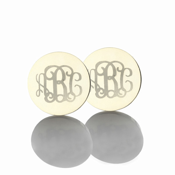 18ct White Gold Monogrammed Name Earrings, 3 Initial Circle Earrings