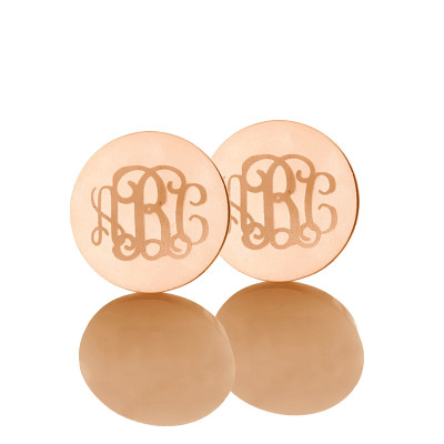 18ct Rose Gold Solid Circle Personalised Monogram Earrings with 3 Initials