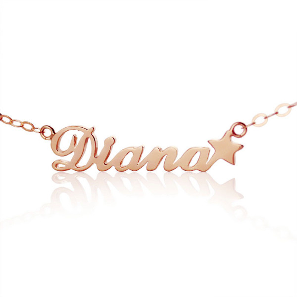 18ct Rose Gold Plated Personalised Star Name Necklace