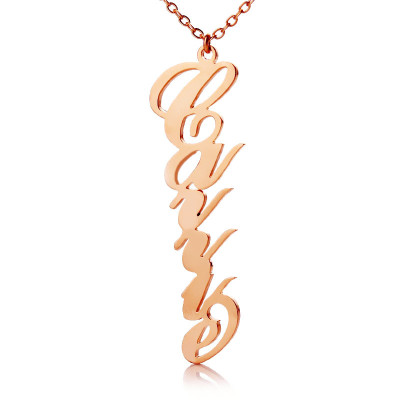 Solid Rose Gold Personalised Vertical Carrie Style Name Necklace - By The Name Necklace;