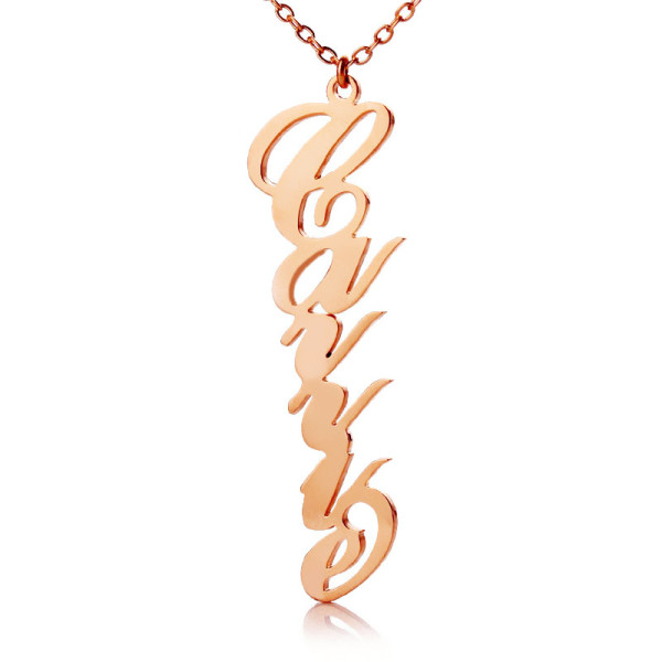 Personalised Solid Rose Gold Vertical Carrie Name Necklace